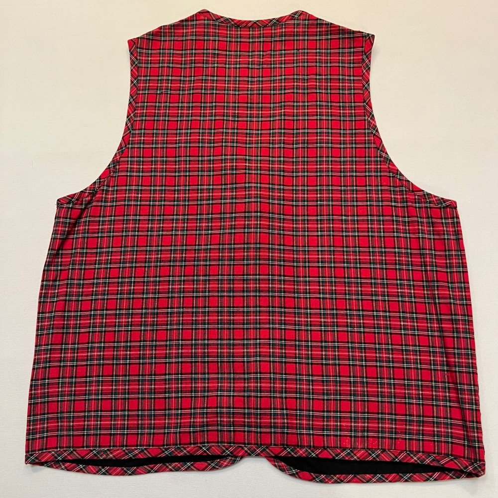 Casey & Max Black Red Plaid Vintage Embroidered Christmas Holiday Vest Size L - Picture 6 of 6